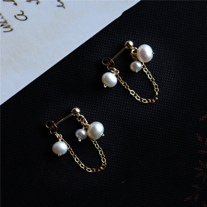 Freshwater Pearl Fringe Stud Earrings