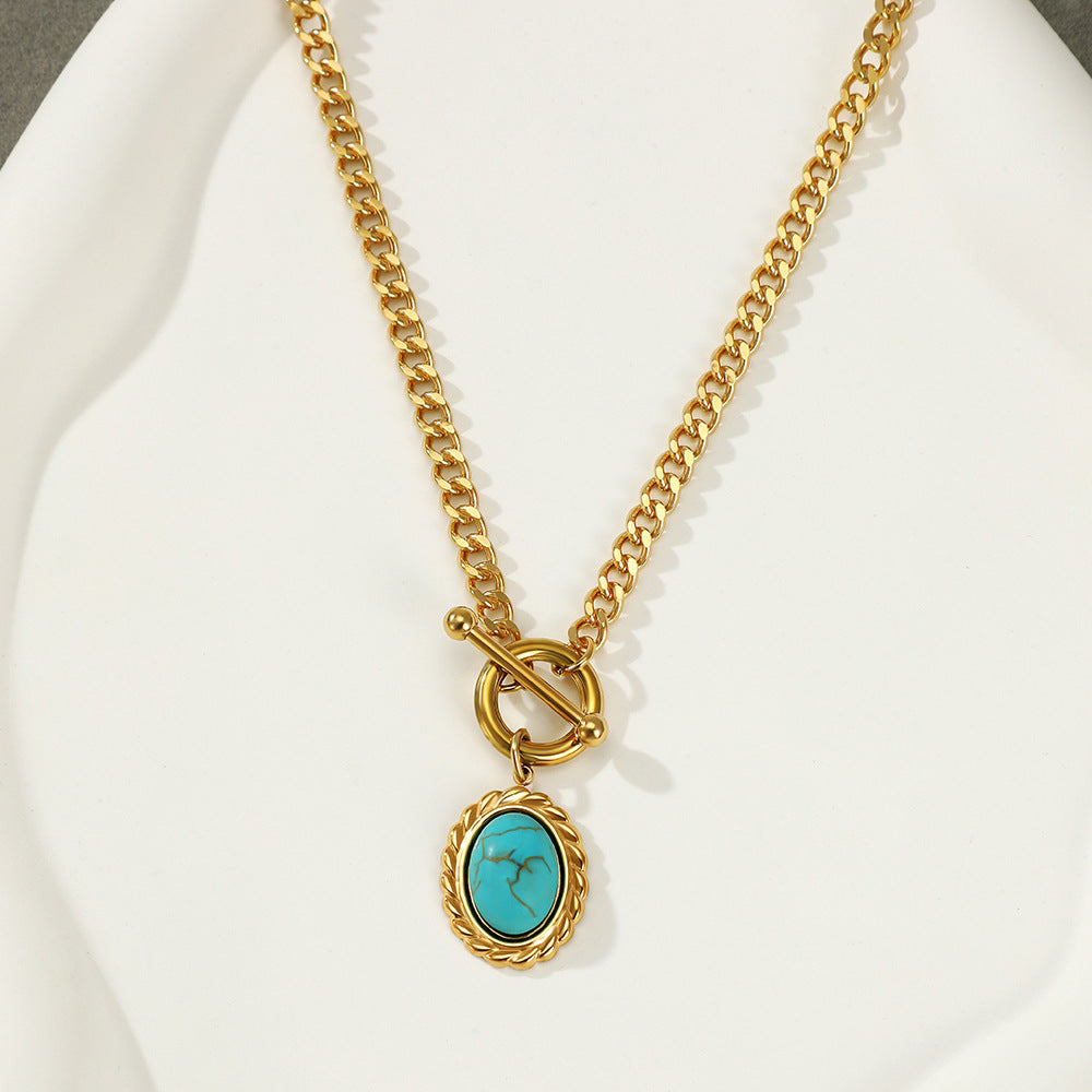 Women's Stainless Steel Turquoise All-match Necklace