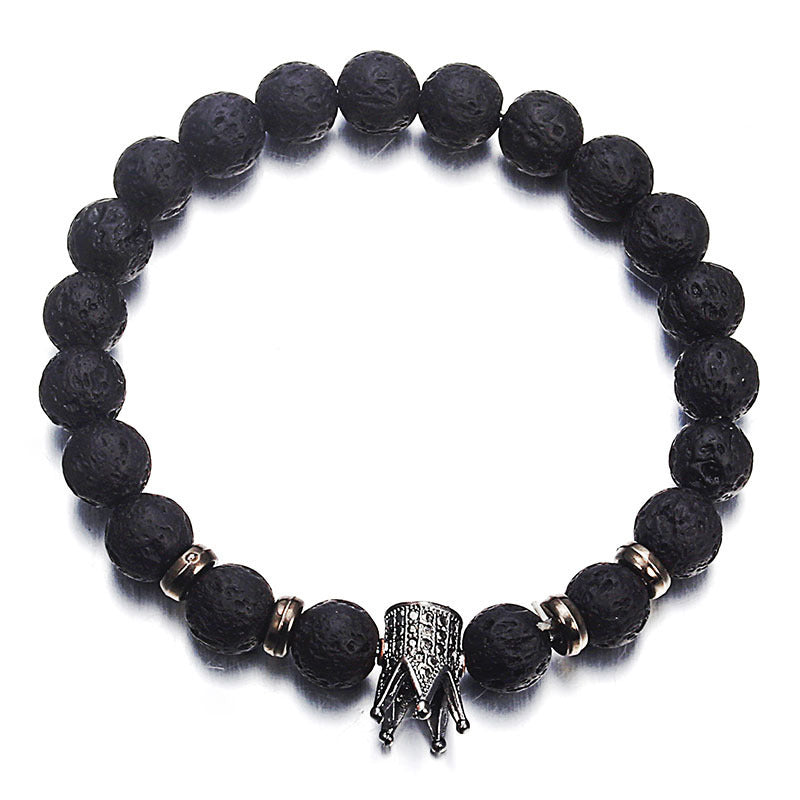 Fashion Lava Natural Stone Beads Bracelet For Women Men Man Crystal Crown Hand Bracelets Jewelry