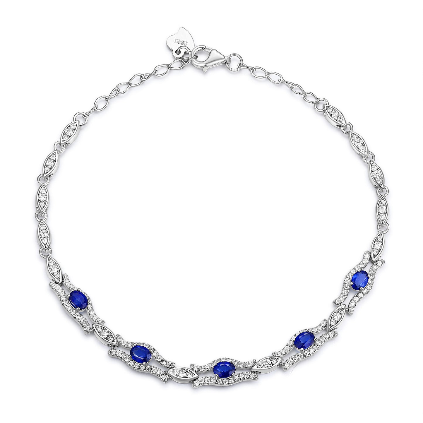 Natural Sapphire Bracelet Women's S925 Silver Set Gem Jewelry Premium Original Design Jewelry