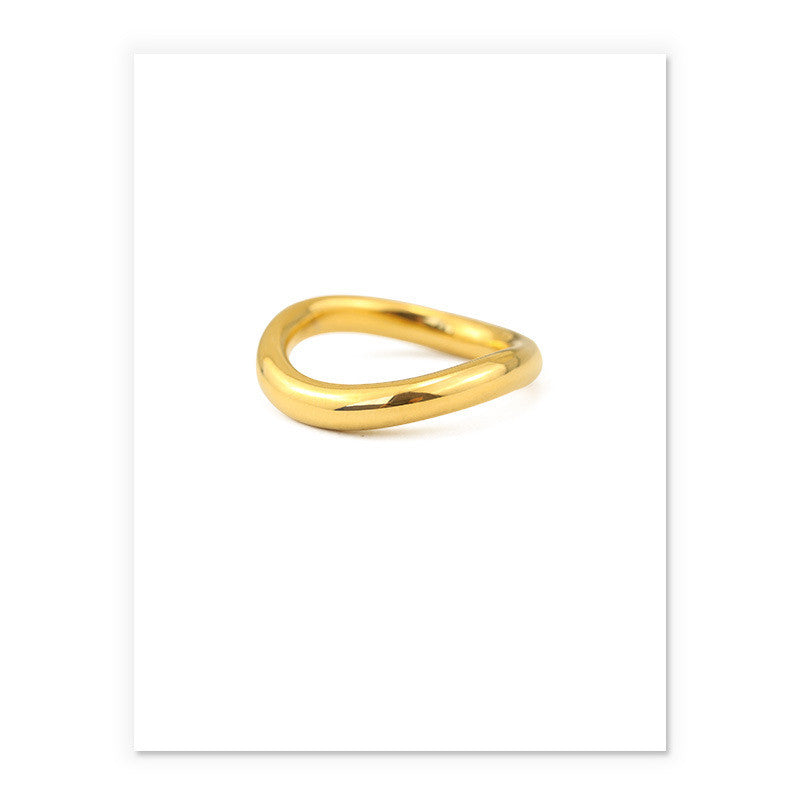 Brass Plated 18K Real Gold Glossy Circle Ring For Women