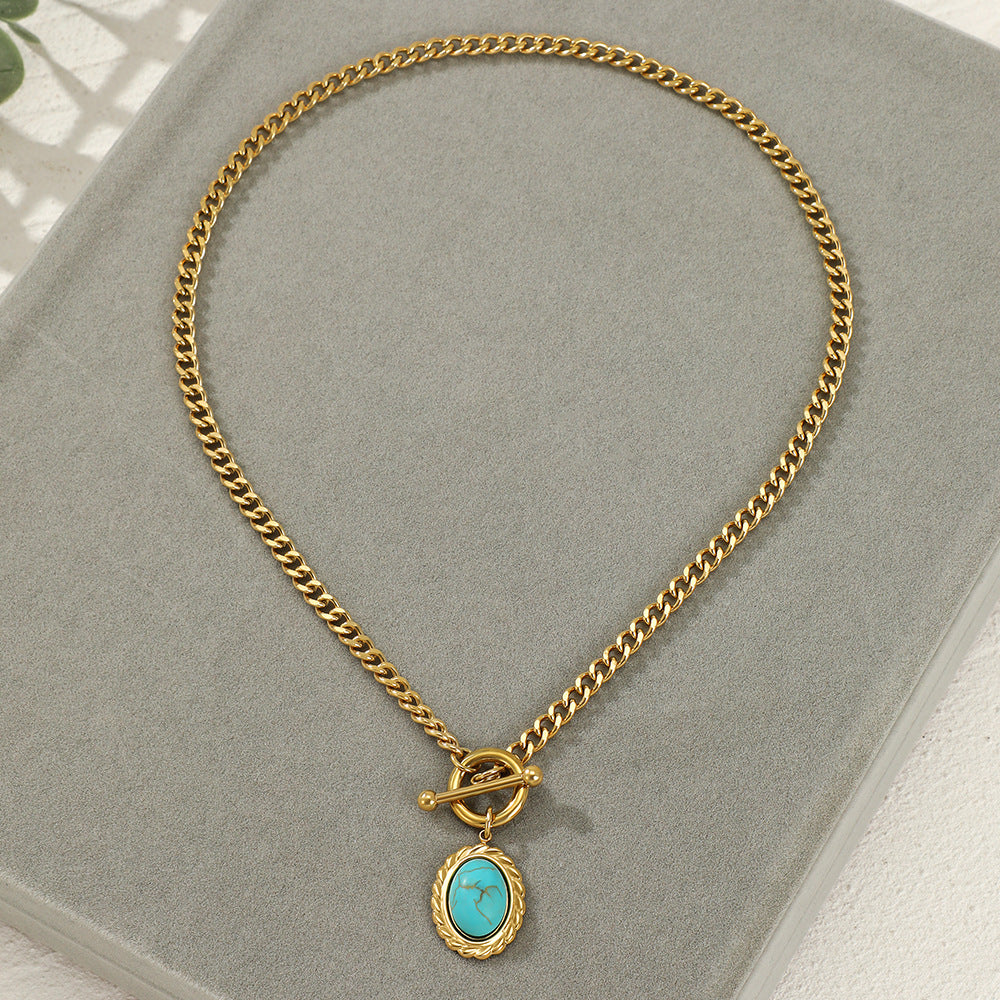 Women's Stainless Steel Turquoise All-match Necklace