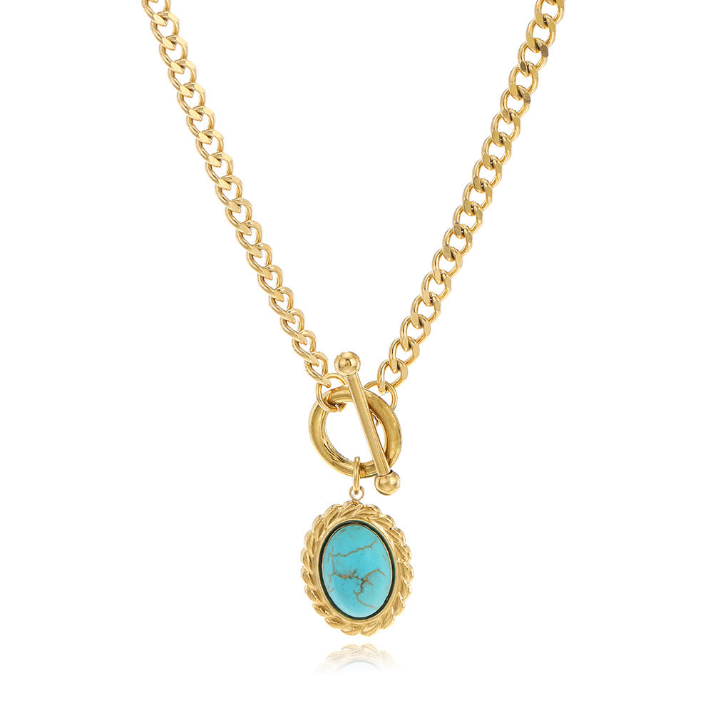 Women's Stainless Steel Turquoise All-match Necklace