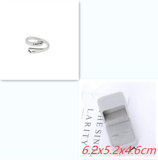 Fashionable English Letter Hollow Belief Ring